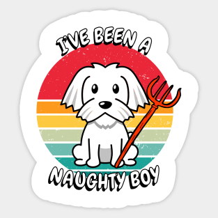 ive been a naughty boy - white dog Sticker